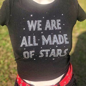 We are all made of stars black crop top t-shirt